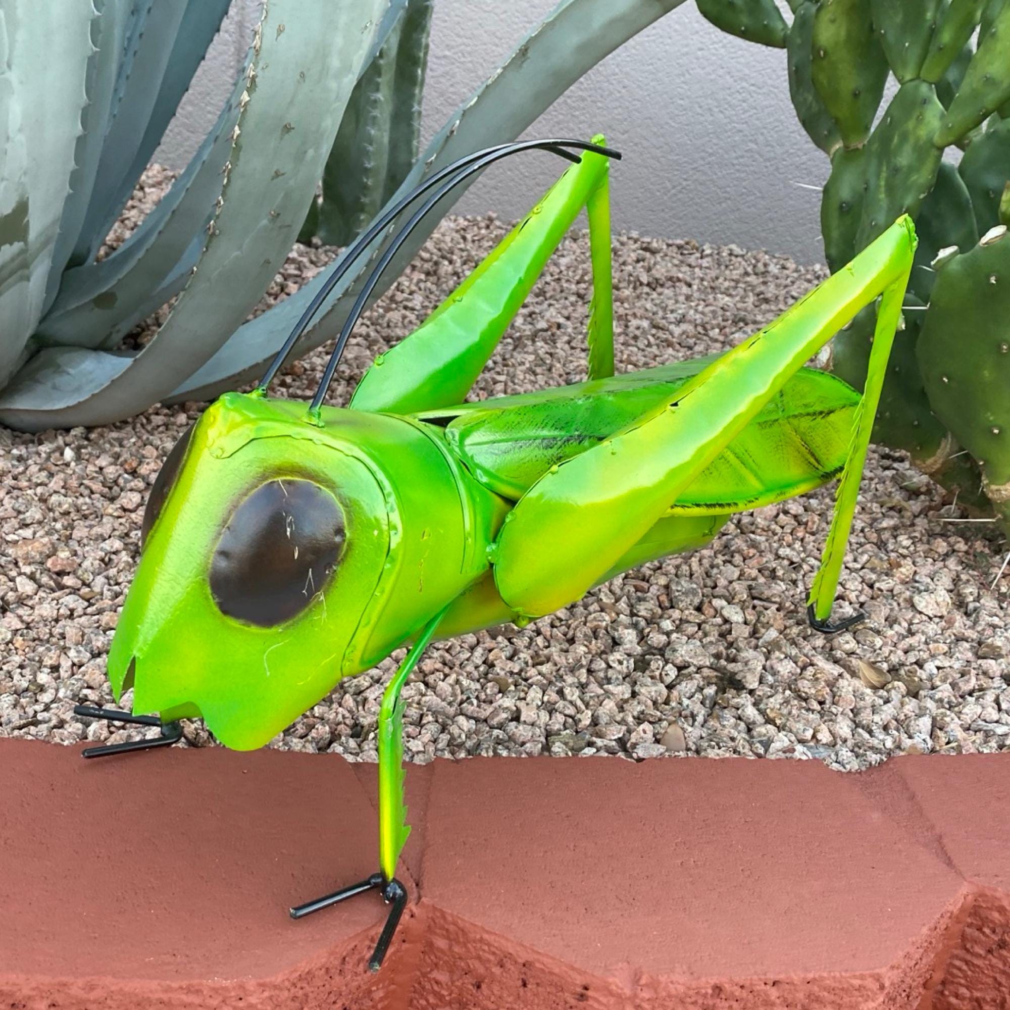 Lifesize Handmade Metal Grasshopper | Farmhouse Yard Art Garden