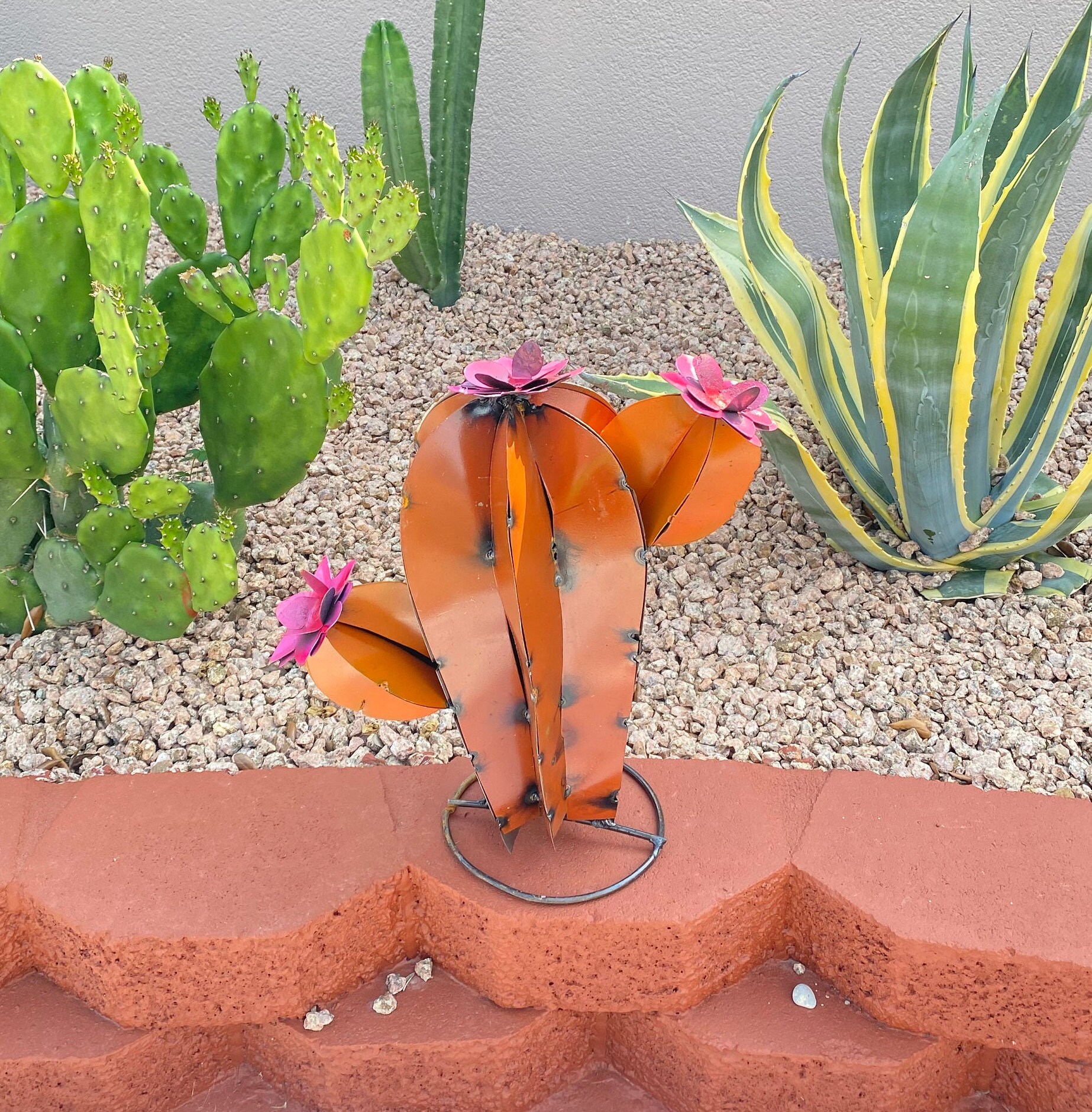 Handmade Metal Pepino Prickly Pear Cactus | Yard Art Garden Decor ...
