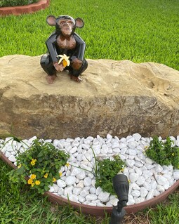 Handmade Metal Monkey Chimp With Banana | Yard Art Garden Decor