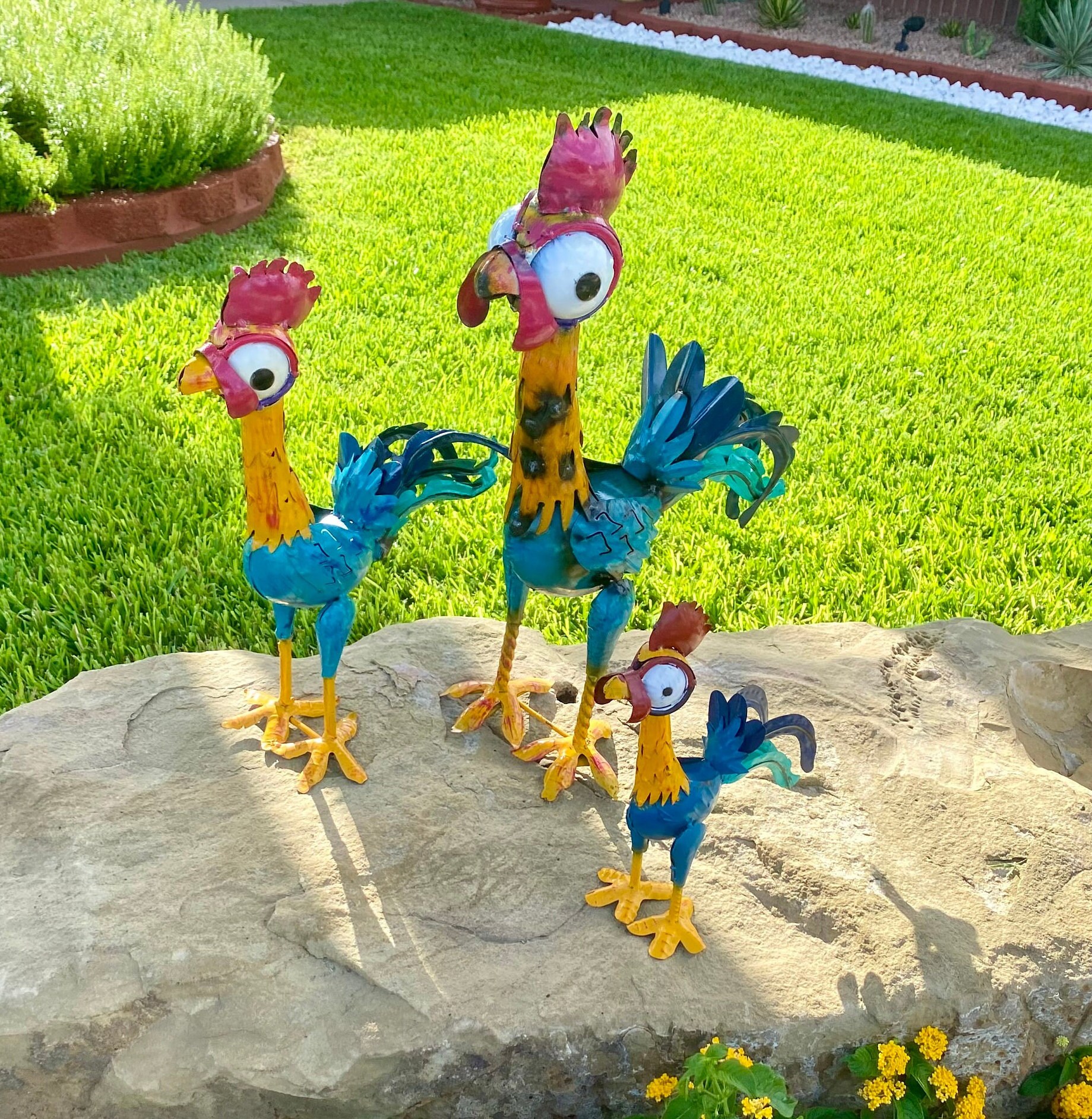 Handmade Metal Hei Hei Moana Rooster Chicken | Farmhouse Yard Art