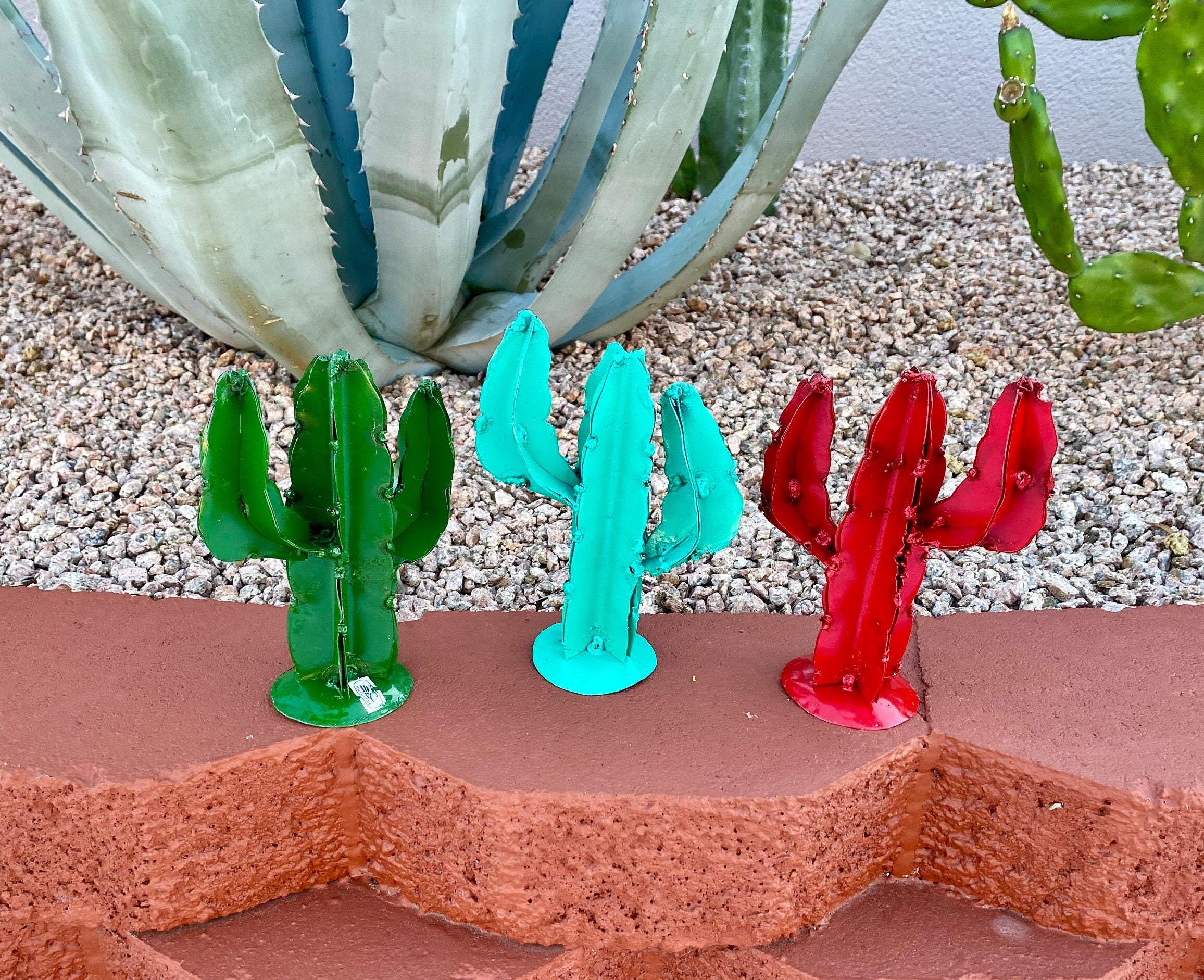 Handmade Metal Mini Saguaro Cactus | Farmhouse Yard Art Garden Decor |  Artisan Made Landscape Sculpture | Desert Plant Lawn Ornament - Etsy