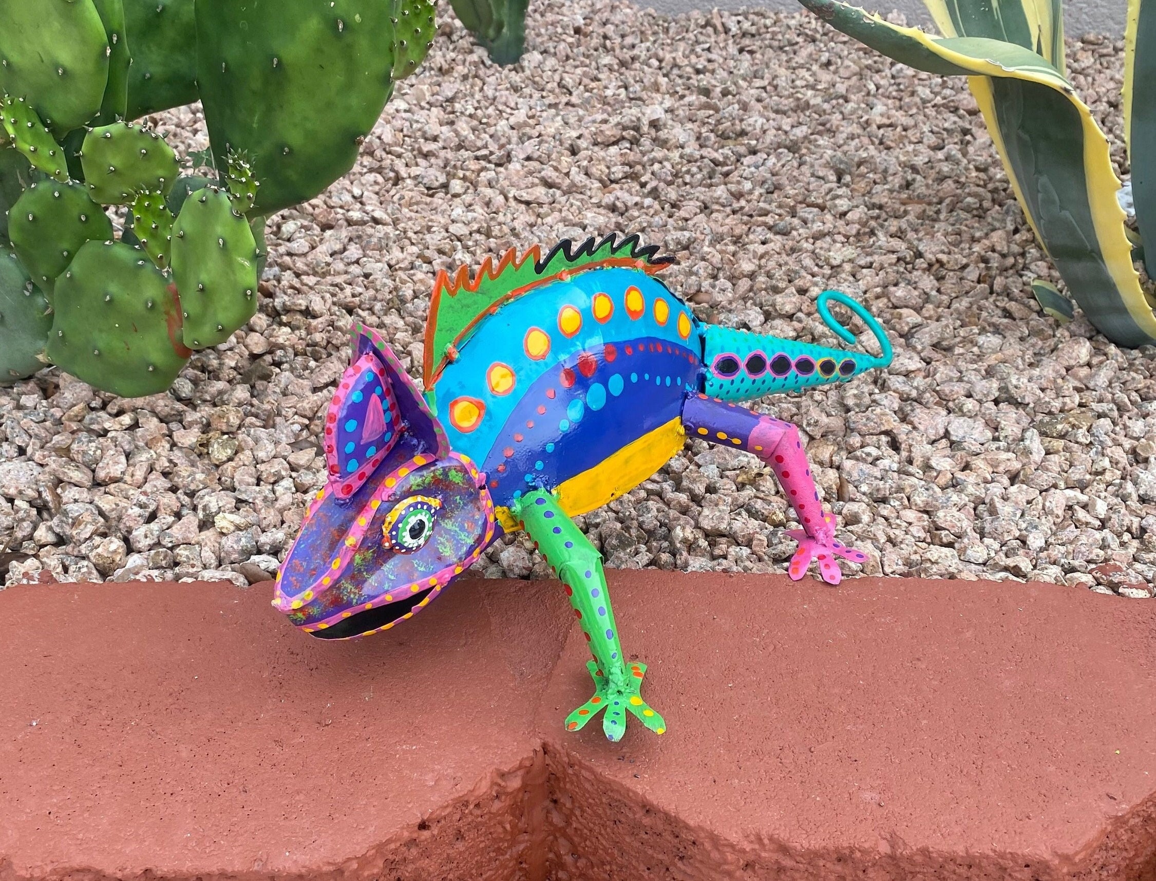 ゼニス新作モデル Metal Handpainted Chameleon Garden Art Yard | Gecko Lizard その他