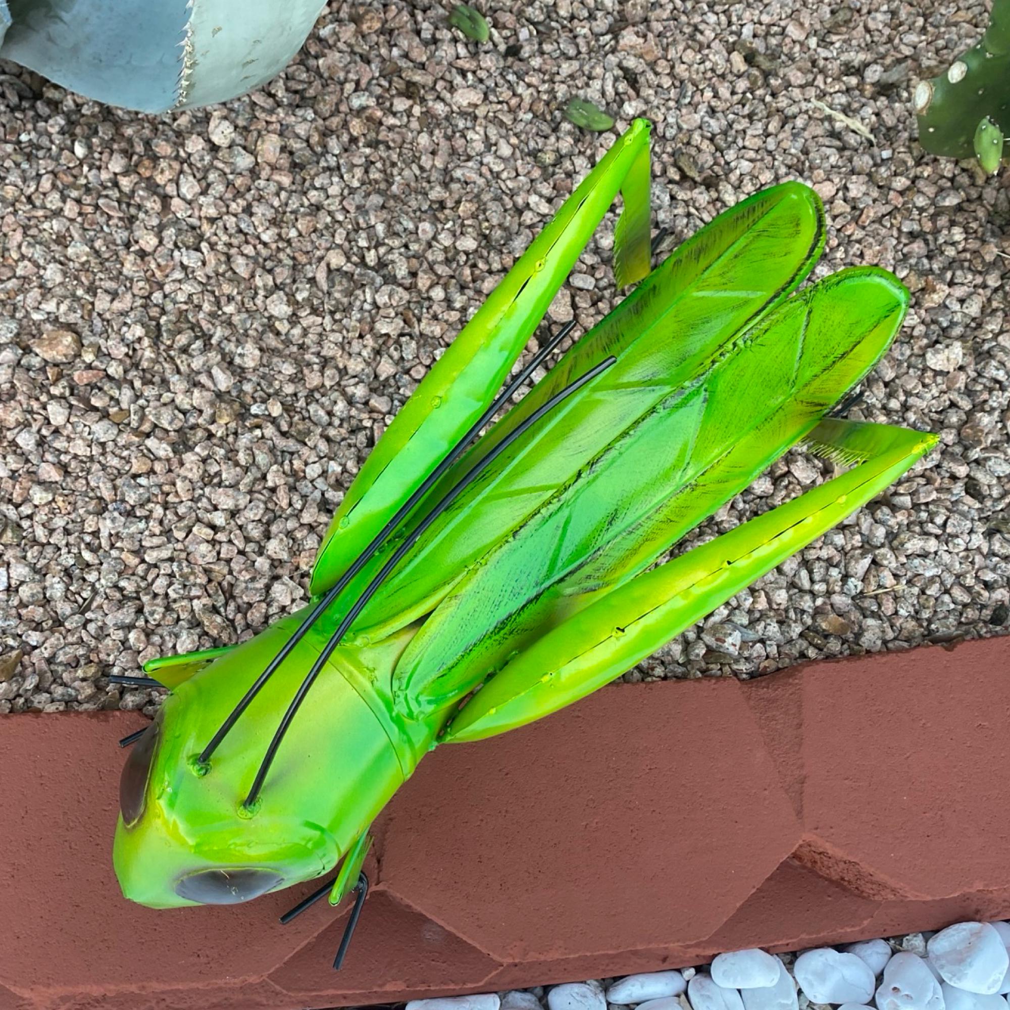Lifesize Handmade Metal Grasshopper | Farmhouse Yard Art Garden