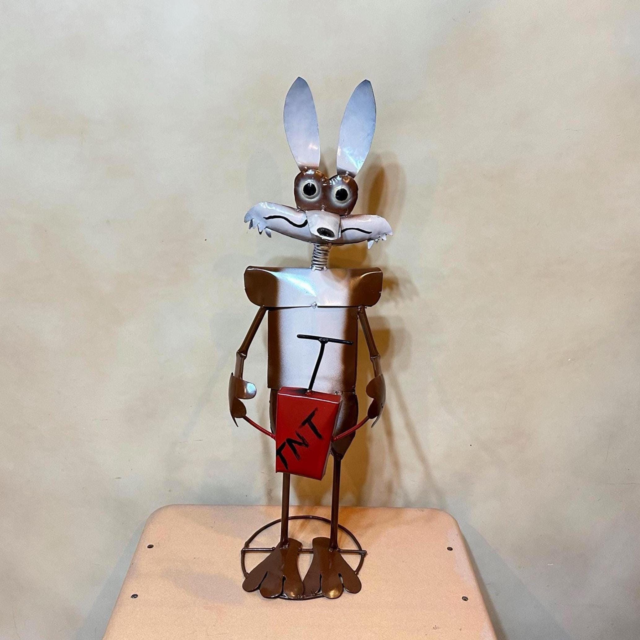 Lifesize Handmade Metal Wil E Coyote Fox | Farmhouse Yard Art
