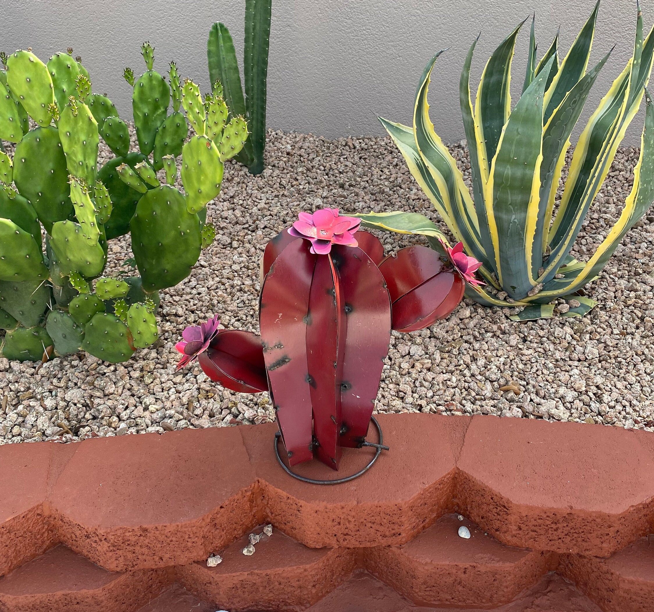 Handmade Metal Pepino Prickly Pear Cactus | Yard Art Garden Decor ...