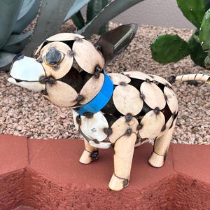 Handmade Metal Round Chihuahua Dog | Farmhouse Yard Art Garden Decor | Artisan Made Landscape Sculpture | Whimsical Pet Lawn Ornament