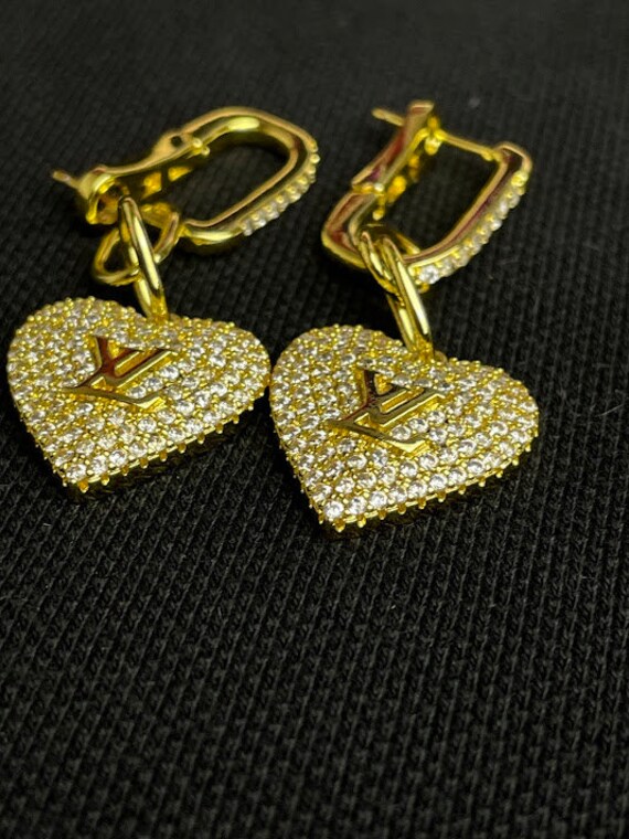 Vintage Louis Vuitton Gold Plated Heart Shaped Fashionable Dangle Earrings Etsy