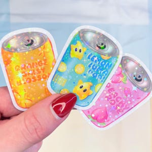 Mario Prinzessin Soda Aufkleber | 3er-Set oder einzeln | Pfirsich Gänseblümchen Rosalina inspirierte Aufkleber