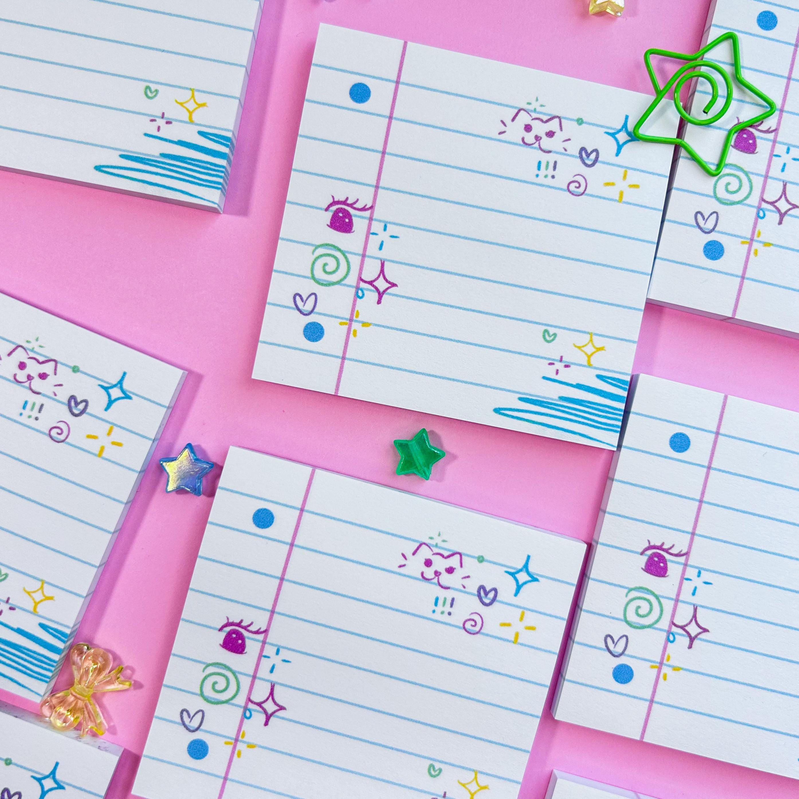 Y2k Notes Doodle Daydreamer Sticky Notes | Kawaii Y2k Memo Pad (3x3