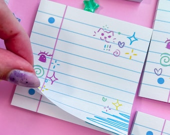 doodle daydreamer sticky notes | kawaii y2k memo pad (3x3", 50 Sheets)