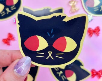 Pegatina de vinilo inspirada en "Noche en el bosque" de Mae / Pegatina de gato gamer