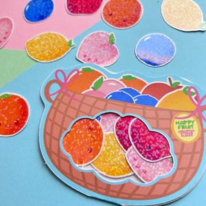 adesivi di frutta felice / confezione da 10 mini adesivi carini