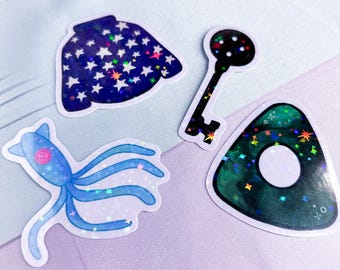 coraline inspired stickers | set of 4 or individual holographic stickers