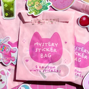 mystery sticker bag | cute random sticker pack | bundle of 5 vinyl stickers