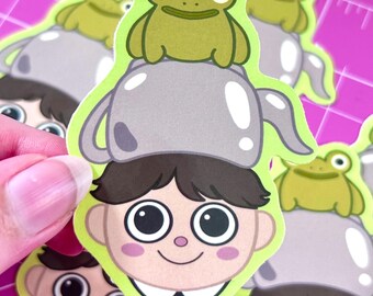 greg and frog sticker | garden wall cartoon vinyl sticker