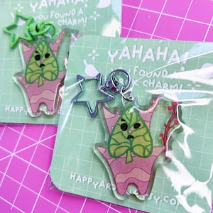 korok zelda inspired keychain charm | 2 inch acrylic double sided gamer charm