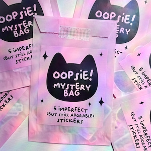 oopsie sticker bag | cute random b grade sticker pack | bundle of 5 imperfect stickers