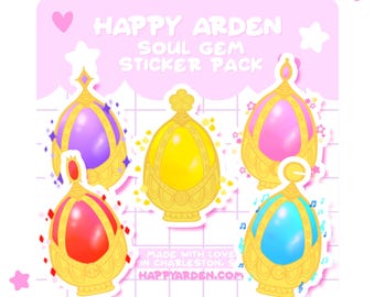 soul gem sticker pack | set of 5 madoka magica inspired holographic stickers