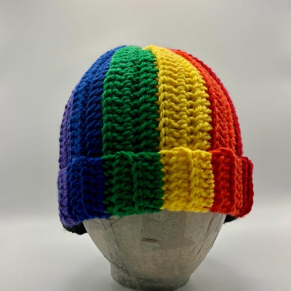 Kids Black and Rainbow Beanie