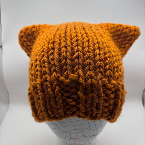 Orange Kitty Cat Beanie - ooak