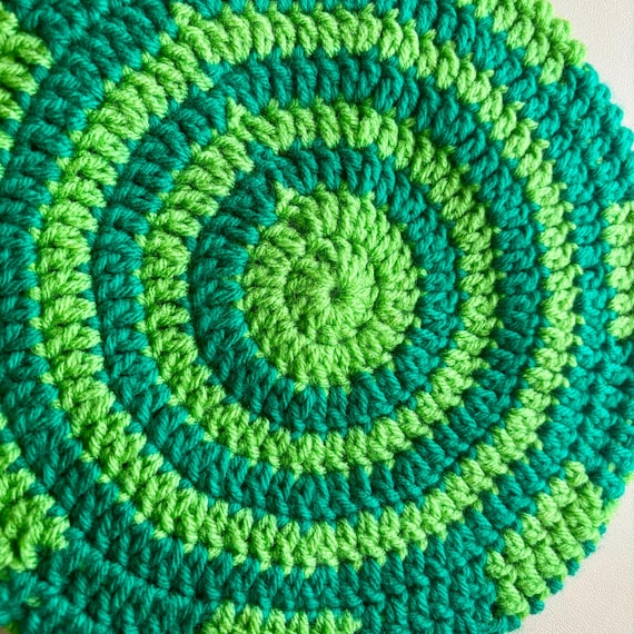 Kelly and Neon Green Stripes and Checker Beanie OOAK