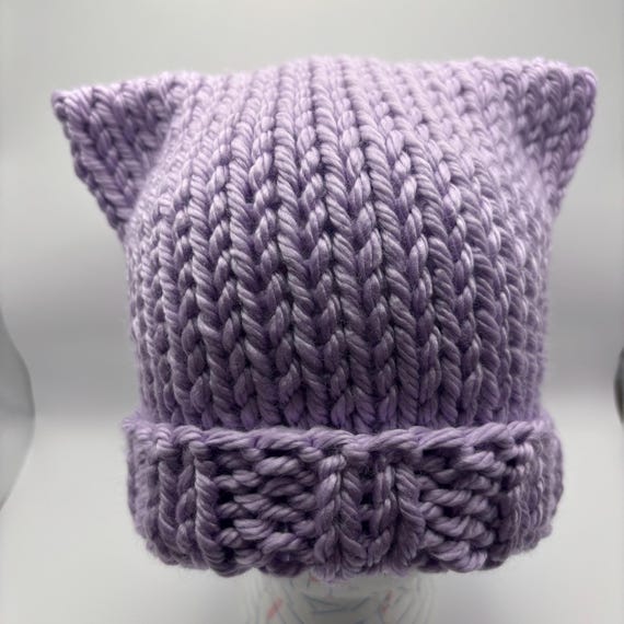 Light Purple Kitty Cat Beanie - ooak