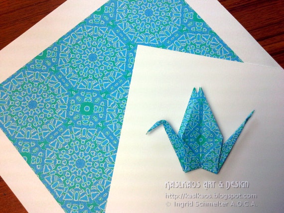 Printable Origami Paper Digital Download Mandala Art Print Your Own Square Pool Blue Art Moroccan Tile Design Turquoise Diy Square