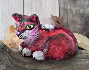 Cherry Red Kitten, Art Collectors Animal Figurine, Adorable Kitten Sculpture, Collectable Cat Original Art, Gift for Cat lover, Tiny Art