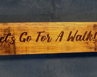 Engraved Dog Leash Holder made from Whiskey Stave