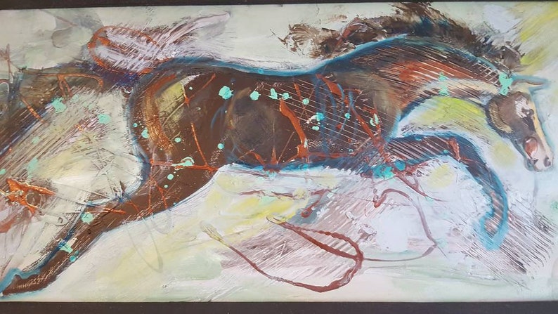 abstract art original art Large Abstract Horse Painting custom horse painting on large canvas large canvas horse painting equine art
