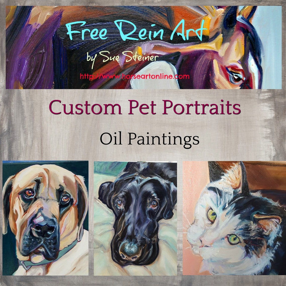 Custom Pet Portrait Oil Painting of Your Pet Custom Horse Etsy
