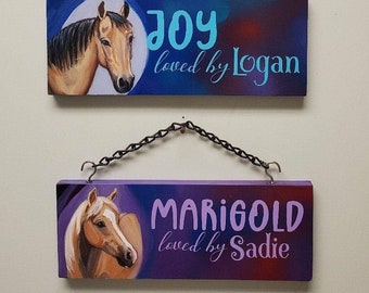 Colorful Custom Stall, Stall Sign, Nameplate with Portrait, Custom Horse Stall Sign, Custom Horse