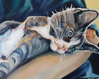 Custom Pet Painting, Pet Portrait painting from your photo, artist to paint your pet, paint your cat, painting of pet, pet portrait artist