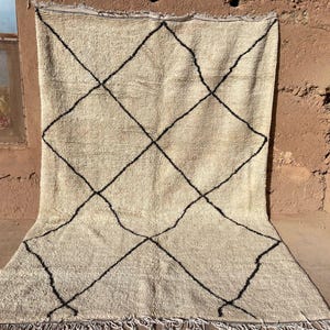 Tapis Beni Ourain - Tapis Marocain en Laine Fait Main - Tapis Berbère - Tapis Bohème Marocain - Tapis Personnalisé - Tapis Doux pour Salon