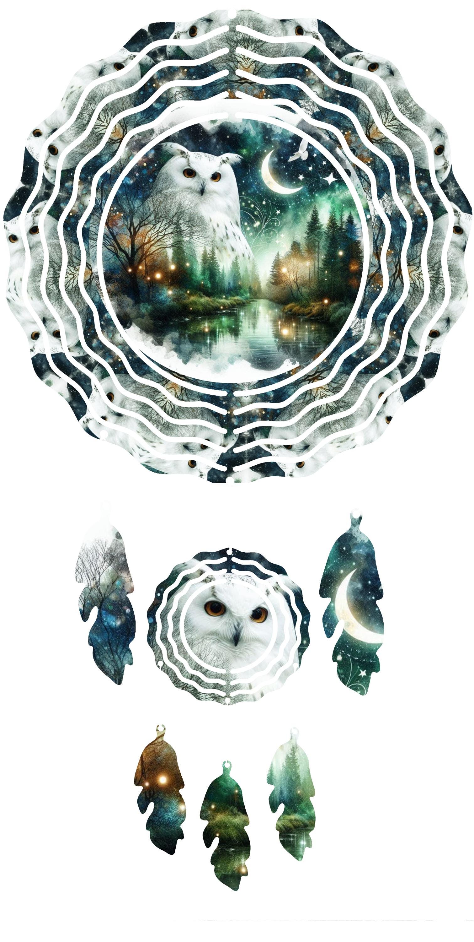 2 PNG files. Stunning OWL image. Designed for the round wind spinner, crescent moon spinner or the d