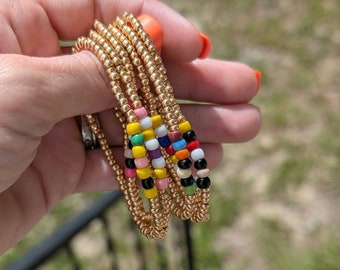 Mickey Mouse Club - Gold Stacks - Disney Character Inspired Beaded Bracelets - Custom