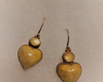 Vintage Marble and Moonstone Sterling Silver Earrings -- Virtual Yard Sale