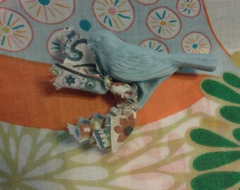 Sweet Bird Lapel Pin with Liberty of London fabric tie