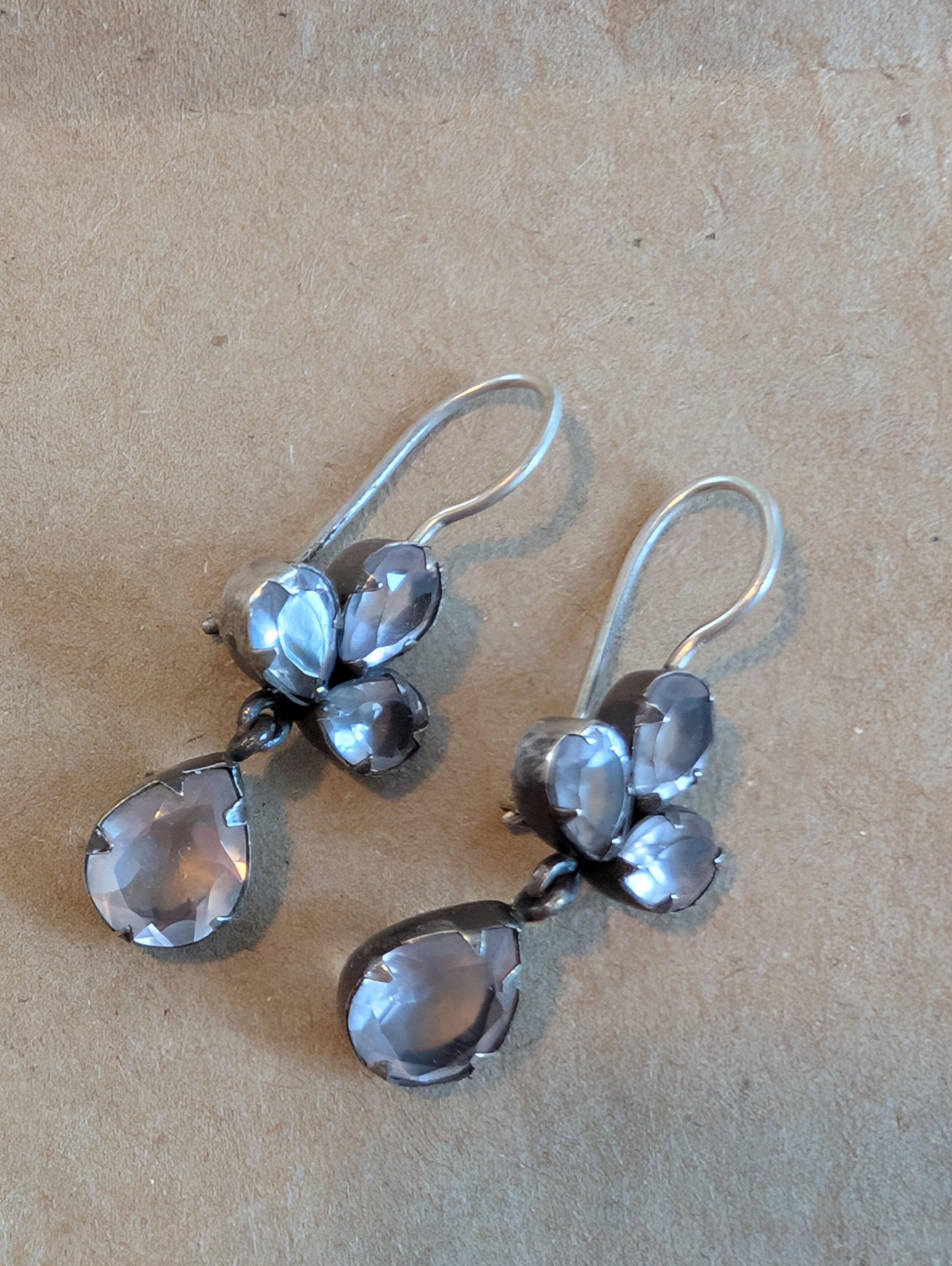 Vintage Jane Diaz Rose Quartz and Sterling Earrings