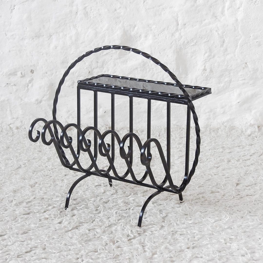 Iron Table Magazine Rack Wrought Iron Magazine Rack With Side Table, Mid-century, France, 1950s ...