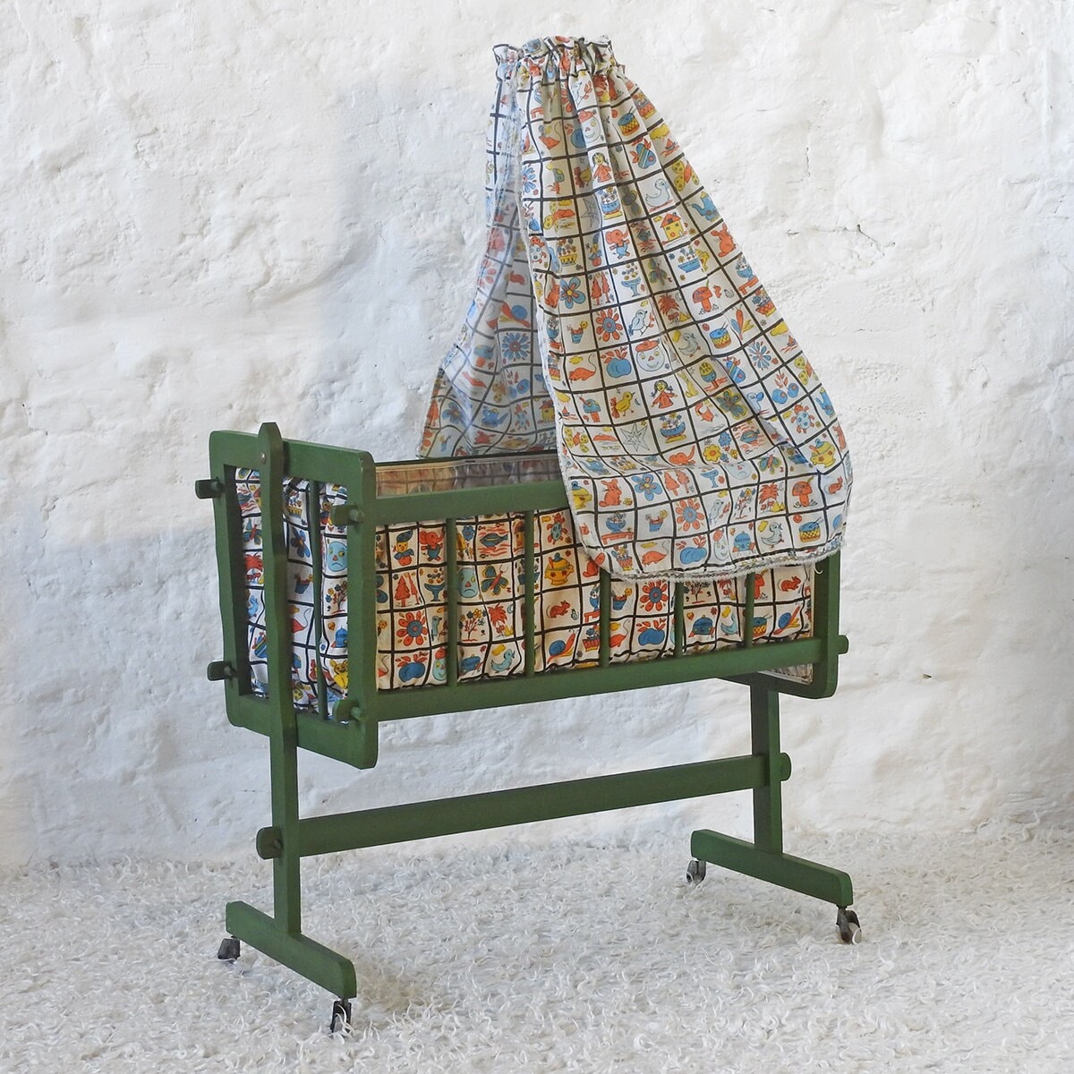 Mid century Rocking Doll Crib With Canopy Large Size Vintage Toy Crib Antique Toy Crib 1950s Doll Crib Etsy UK