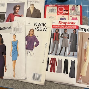 New Uncut Sewing patterns Simplicity 9130 Vogue 9191 Burda 9629 Kwik Sew 3673 McCalls 6355 Factory folded
