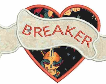 Heartbreaker embroidery applique design file