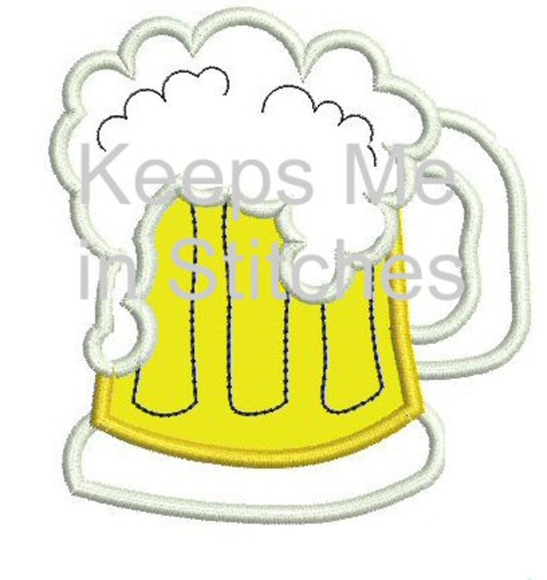 Beer Mug Embroidery Applique Design in 3 sizes image 1