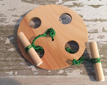 Toy Spinning Wheel - Handcrafted Wooden Toy Spinning Wheel - Coordination - Great Exercise Wheel for arms wrists for all ages - Coordination