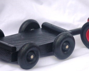 Toy Trailer Hauler Black to hook behind the Tractor - Handcrafted Wooden Trailer or Wagon to pull behind the Farm Tractor - tractor hauler