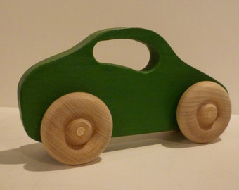 Toy Green Car - Handcrafted Wooden Green Toy Car - First Birthday - Perfect first toy for little hands - Nursery decor - Baby shower gift