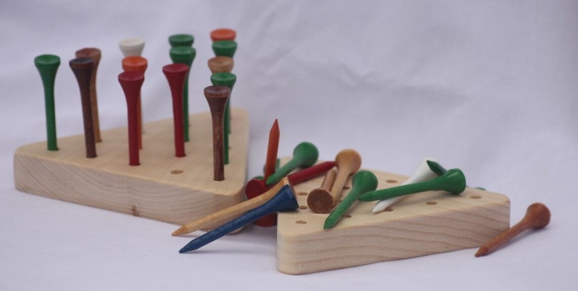 Toy Jump the Peg Brain Teaser Game Natural Pine Wood Table Etsy