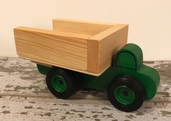 Toys Toy Farm Work Truck Green With Dual Wheel On Rear Handcrafted Wood Wheels Hauler Push Pull Toys Toy Farm Work Truck Green With, Green Farm Toys