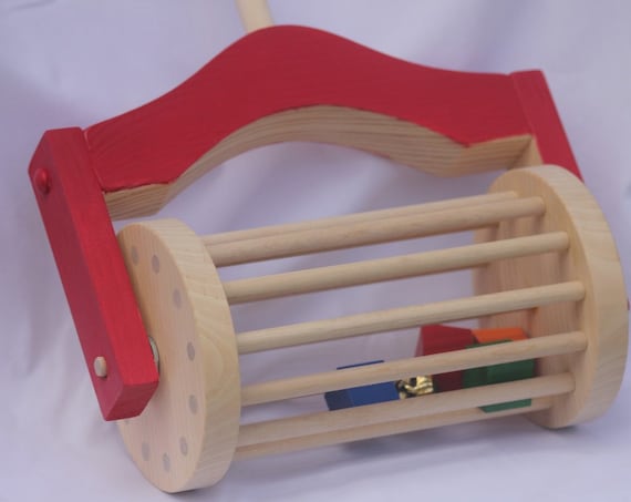 wooden lawn mower push toy